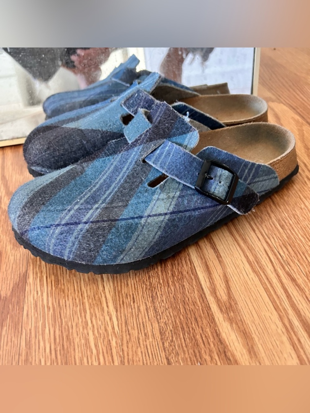 Birkenstock Pappillo Blue Plaid Slip-On Buckle Clog